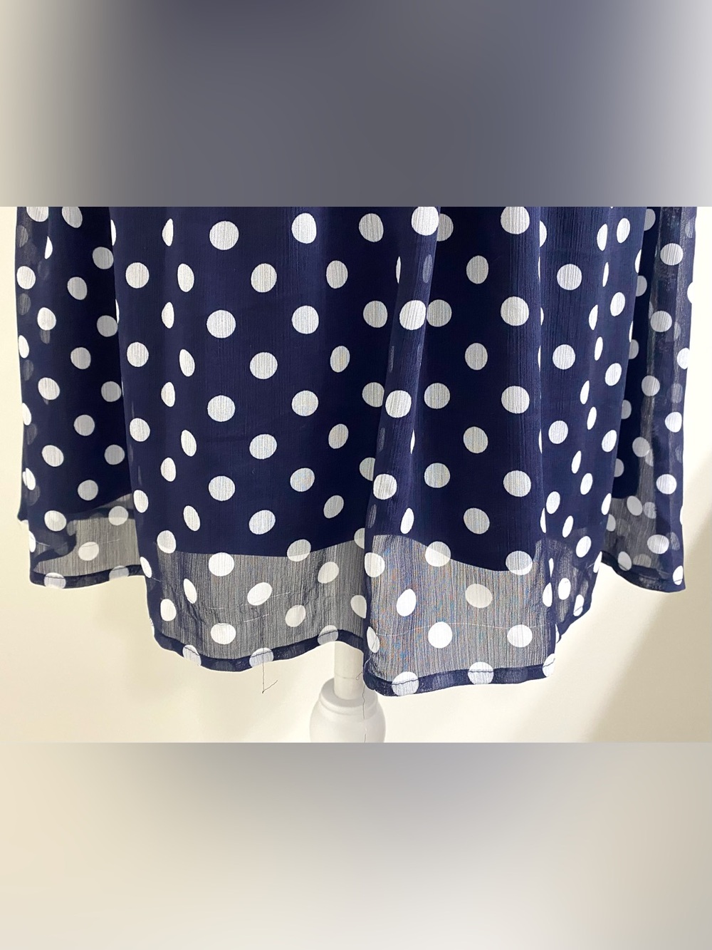 GNW Womens 16 Blue White Polka Dot Sleeveless Dress Summer Preppy Lightweight - Picture 4 of 16